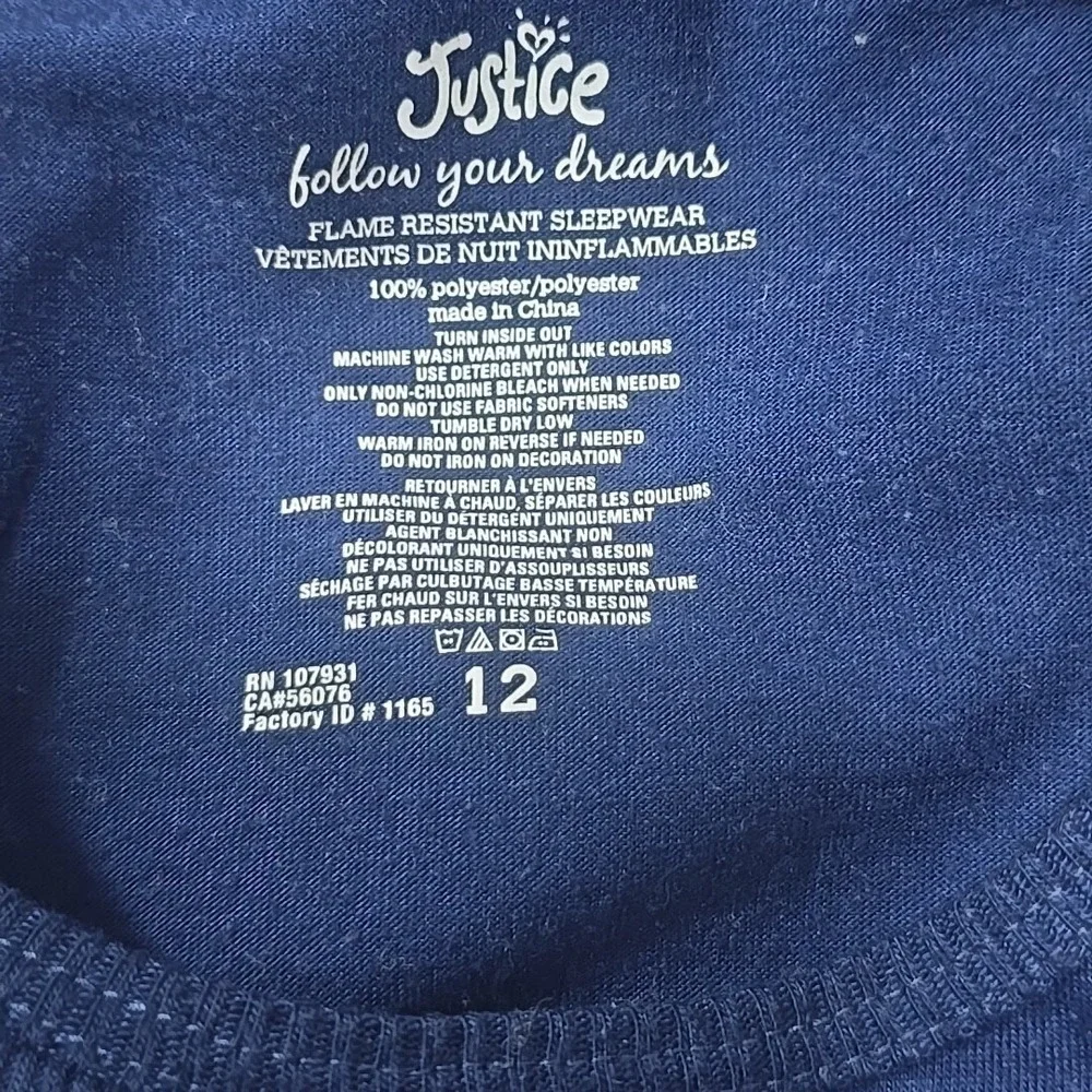 Justice Reindeer Pajama Set Girls 12 Navy Red Buffalo Plaid Holiday‎ Sleepwear
